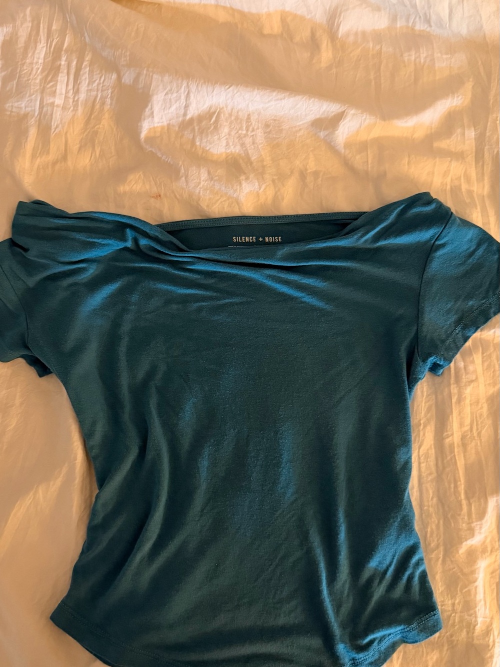 silence + noise Teal Off-Shoulder Short Sleeve Top